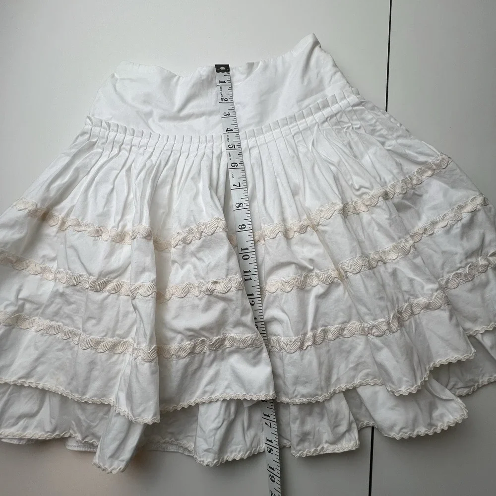 The Children's Place Girls White Beige Cotton Tiered Ruffle RicRac Trim Skirt  8